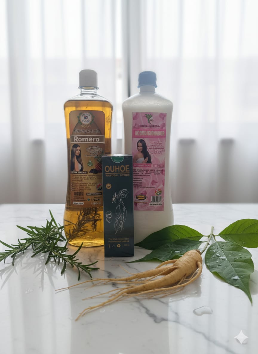 COMBO TRIO SHAMPO ROMERO+ ACONDICIONADOR+ TONICO CAPILAR OUHOE